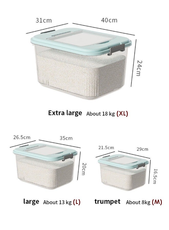 Reelyo Rice Bucket with Measuring Cup, 8/13/18KG Clear Food Dispenser Rice Container, Transparent Storage Container for Cereal, Cereal Dry Food Storage Containers, Sealed Moisture-Proof Rice Storage Bucket, BPA-Free Household Rice Holder Bin Large Capacity Grain Container for Flour, Sugar, Oatmeal, Soybean, Cereals Kitchen Pantry Organization and Storage - Image 2